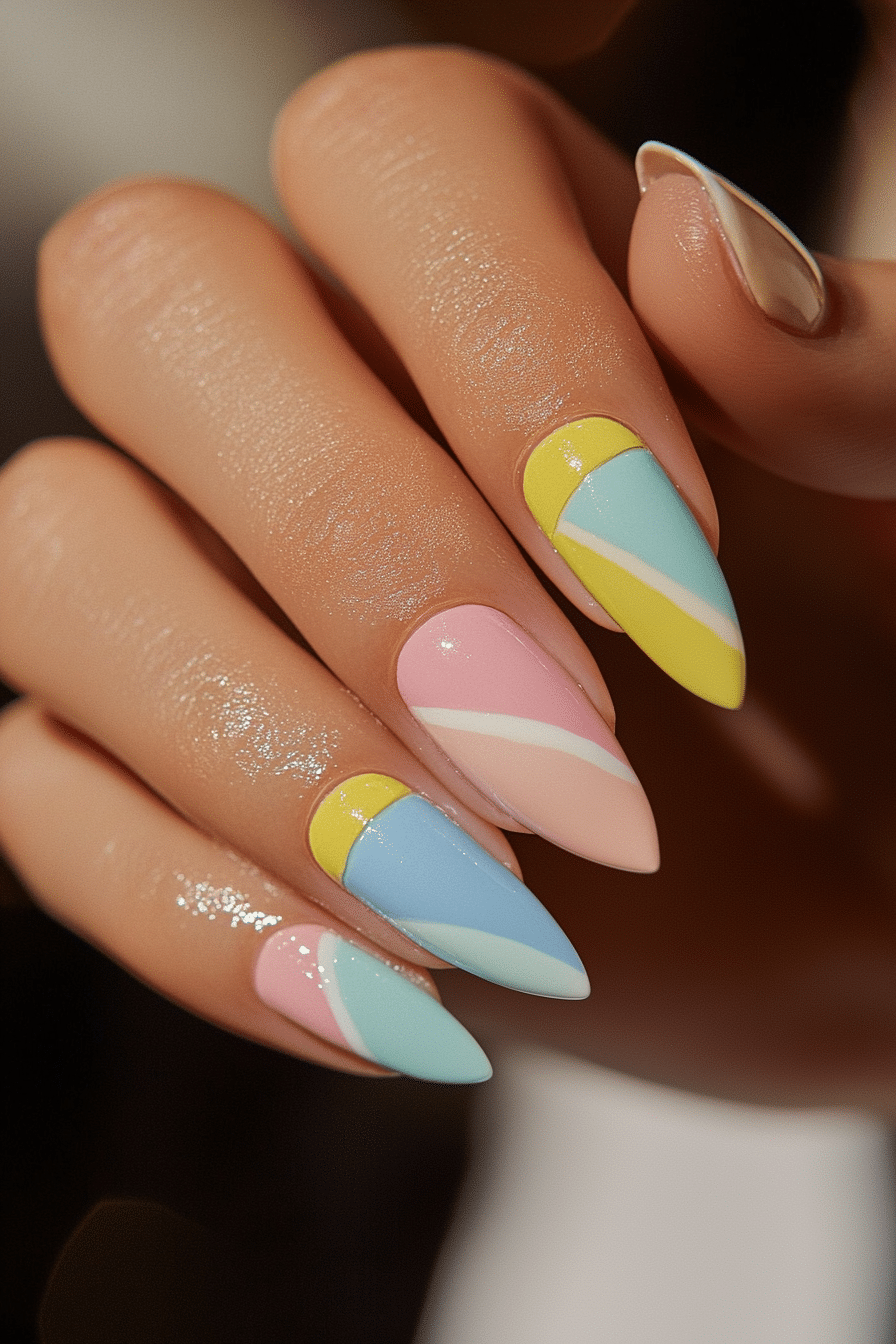 13. Colorblock Pastel Quads (Cute Nail Design Ideas For Short Nails) - Cute Nail Design Ideas For Short Nails