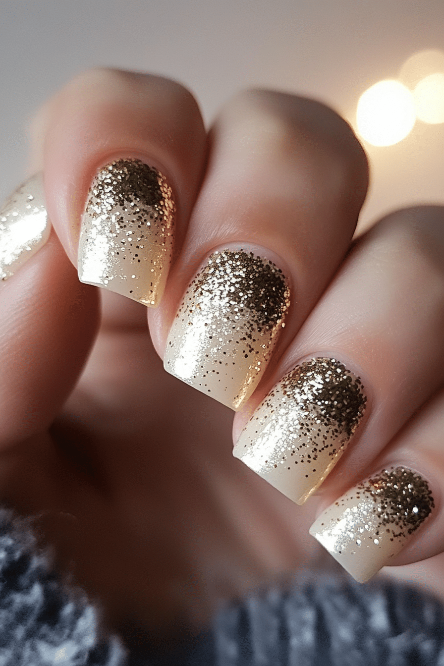 15. Fine Gold Foil on Light Beige (Cute Nail Design Ideas For Short Nails) - Cute Nail Design Ideas For Short Nails