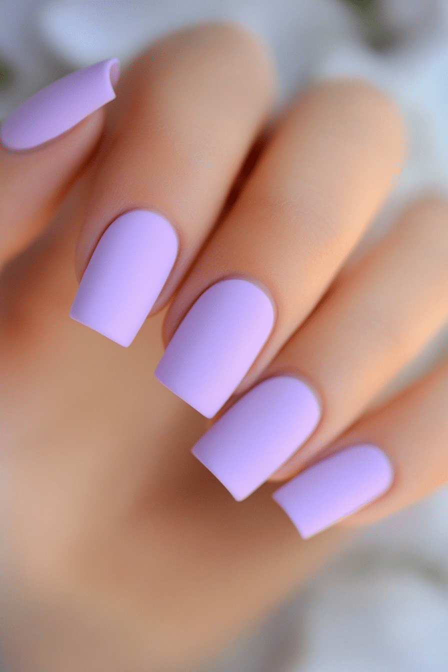 13. Matte Lilac Cream (Milky Nail Design Ideas) - Milky Nail Design Ideas