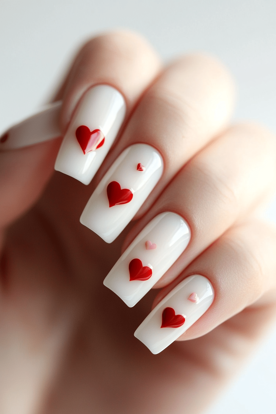 15. Tiny Heart Drop (Milky Nail Design Ideas) - Milky Nail Design Ideas