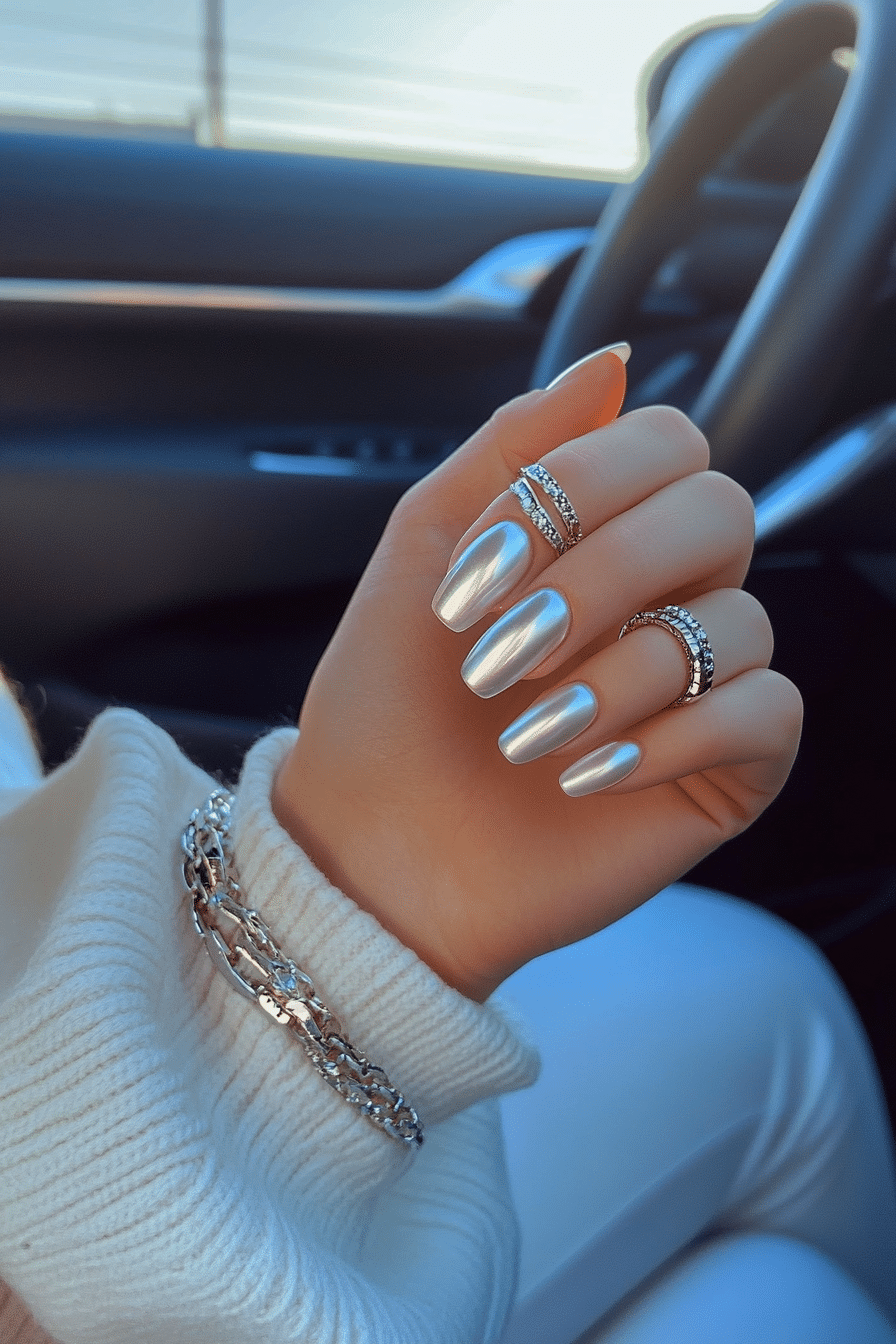 24. Chrome Mist Overlay (Milky Nail Design Ideas) - Milky Nail Design Ideas