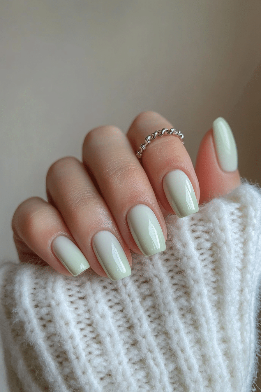25. Pistachio Milk Blend (Milky Nail Design Ideas) - Milky Nail Design Ideas