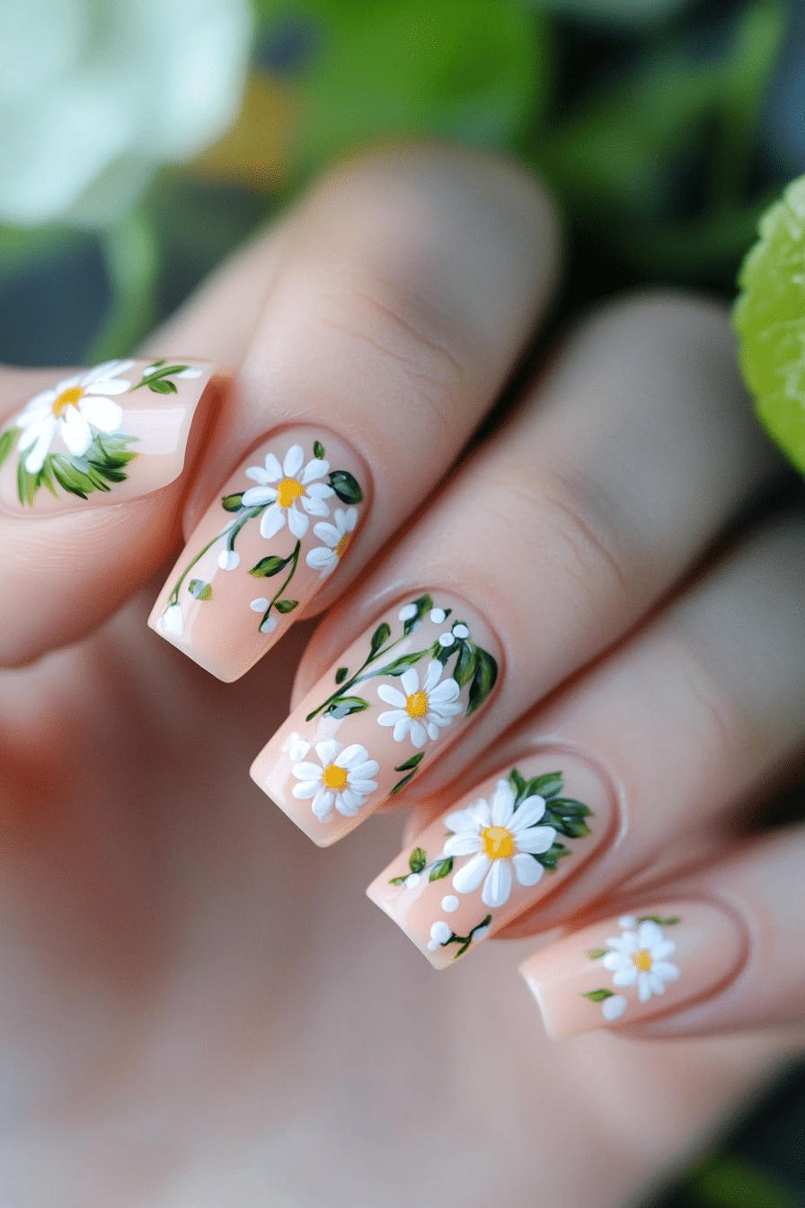 2. Dainty Daisies (Easter Nail Design Ideas) - Easter Nail Design Ideas