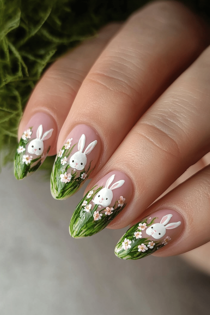 3. Bunny Meadow (Easter Nail Design Ideas) - Easter Nail Design Ideas
