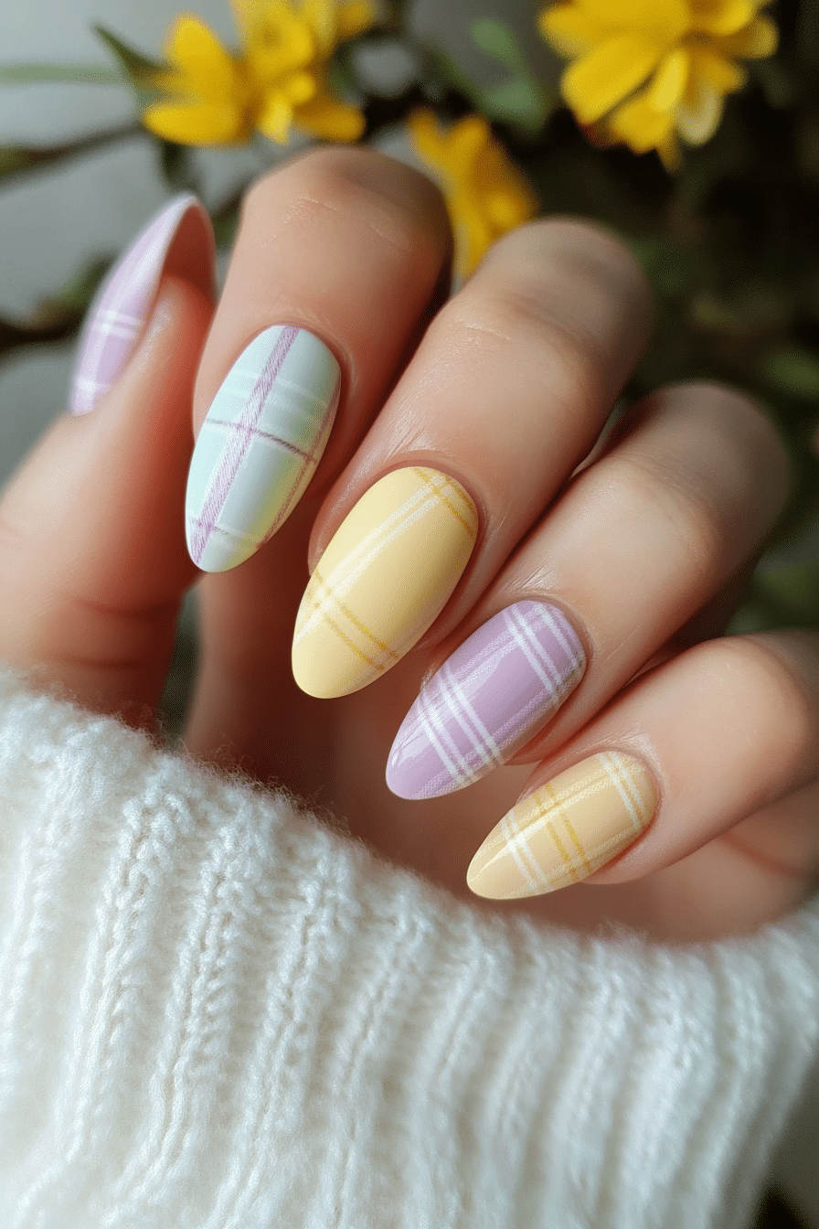 4. Pastel Plaid (Easter Nail Design Ideas) - Easter Nail Design Ideas