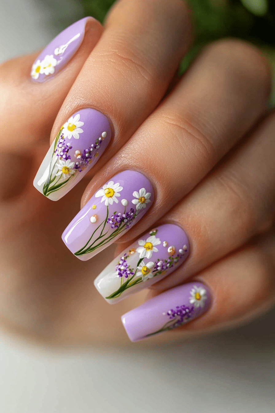 6. Soft Lavender Bloom (Easter Nail Design Ideas) - Easter Nail Design Ideas