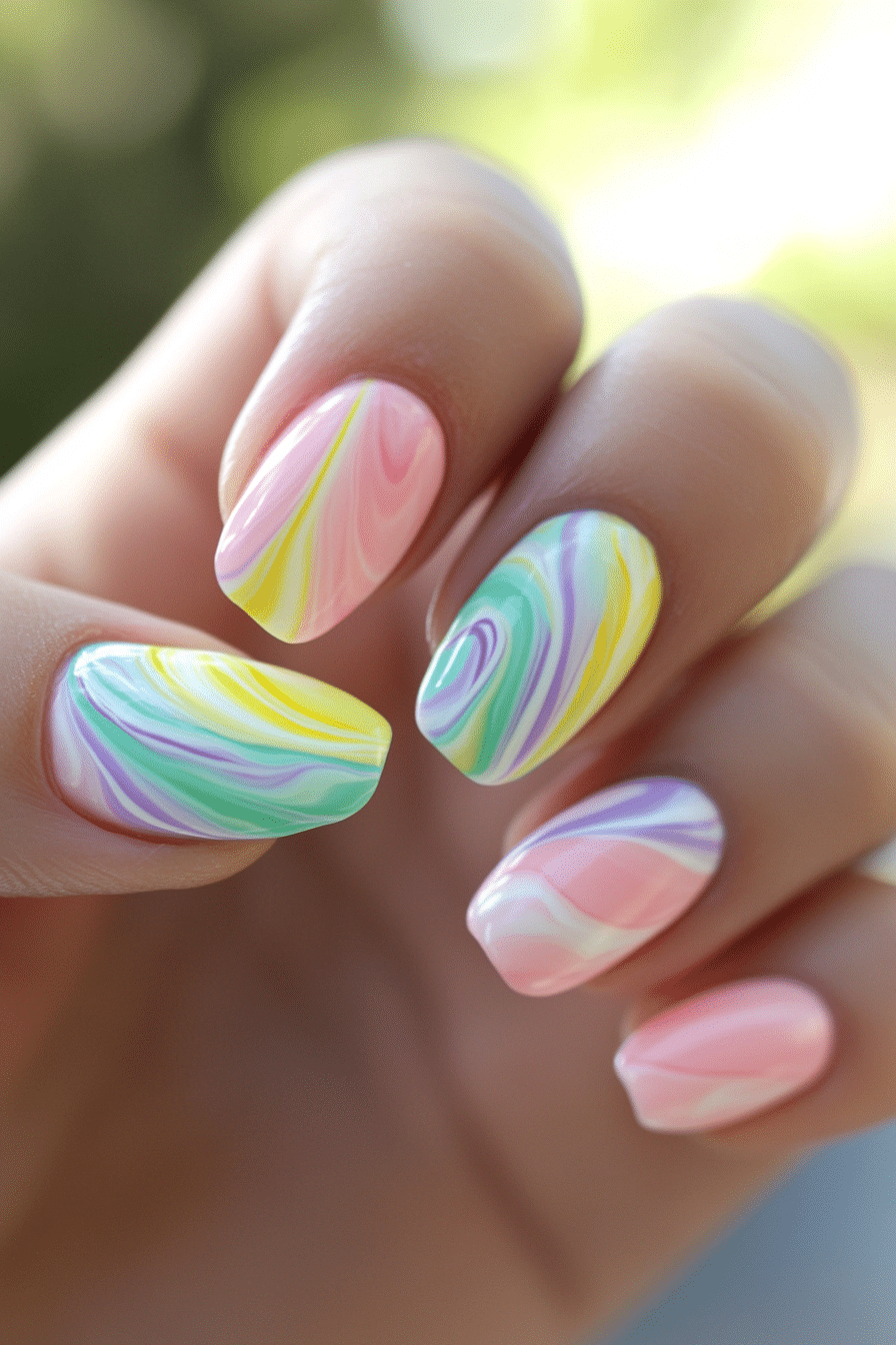 13. Candy Pastel Marble (Easter Nail Design Ideas) - Easter Nail Design Ideas