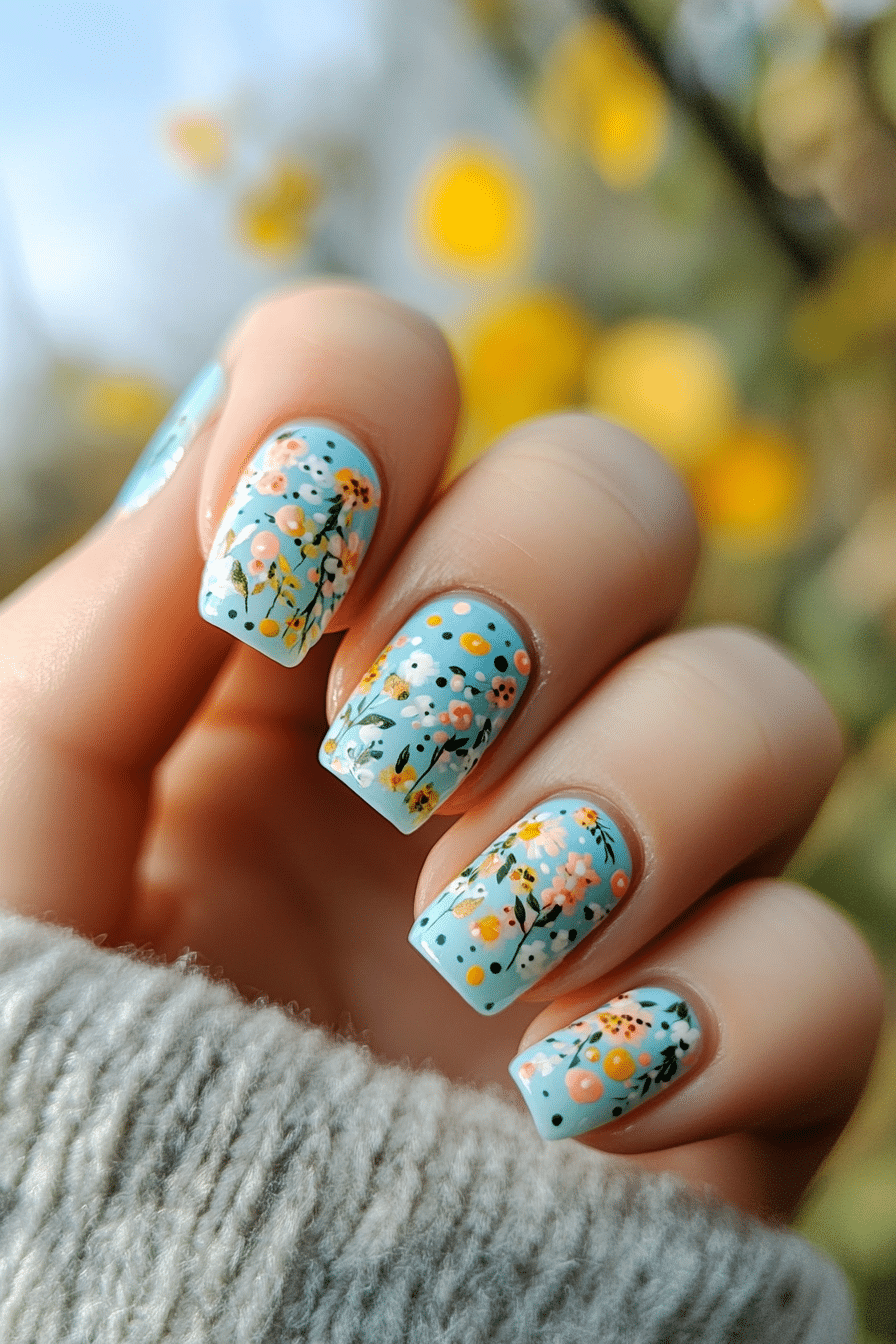 17. Floral Dot Art (Easter Nail Design Ideas) - Easter Nail Design Ideas