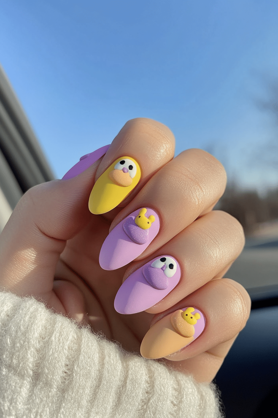 18. Peachy Peep Parade (Easter Nail Design Ideas) - Easter Nail Design Ideas