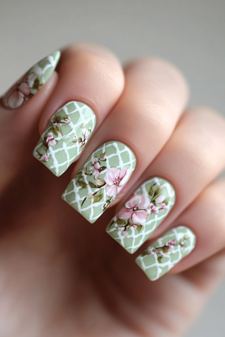 20. Garden Gate Elegance (Easter Nail Design Ideas) - Easter Nail Design Ideas