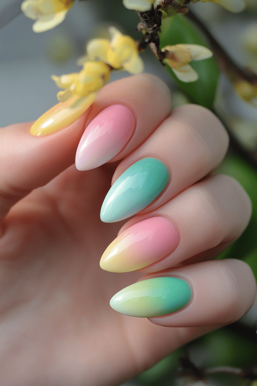 21. Easter Rainbow Fade (Easter Nail Design Ideas) - Easter Nail Design Ideas