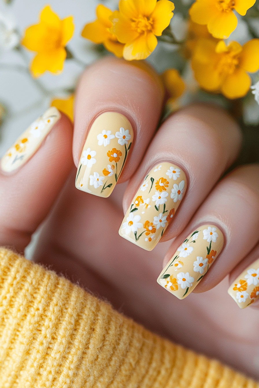24. Buttercup Fields (Easter Nail Design Ideas) - Easter Nail Design Ideas