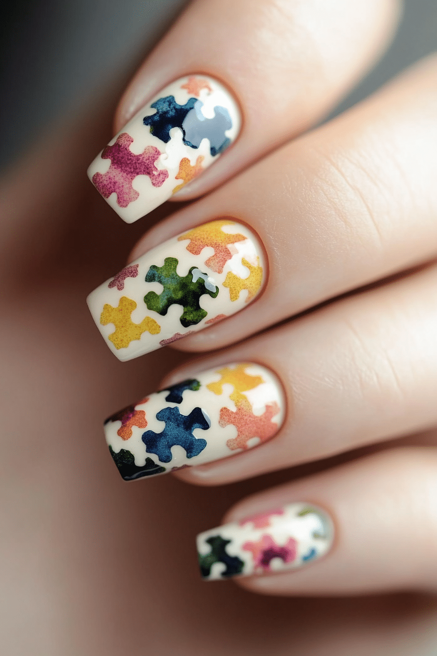 25. Pastel Puzzle Art (Easter Nail Design Ideas) - Easter Nail Design Ideas