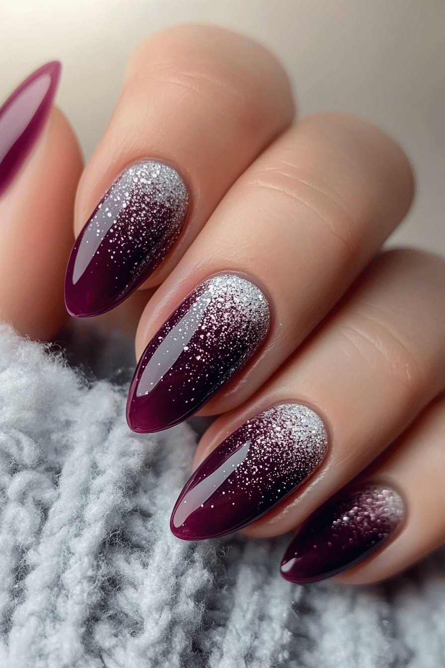 2. Snowy Plum Glaze (Winter Birthday Nail Design Ideas) - Winter Birthday Nail Design Ideas