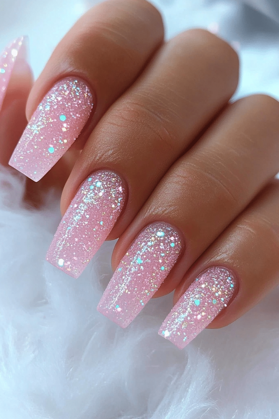 6. Iced Rose Quartz (Winter Birthday Nail Design Ideas) - Winter Birthday Nail Design Ideas