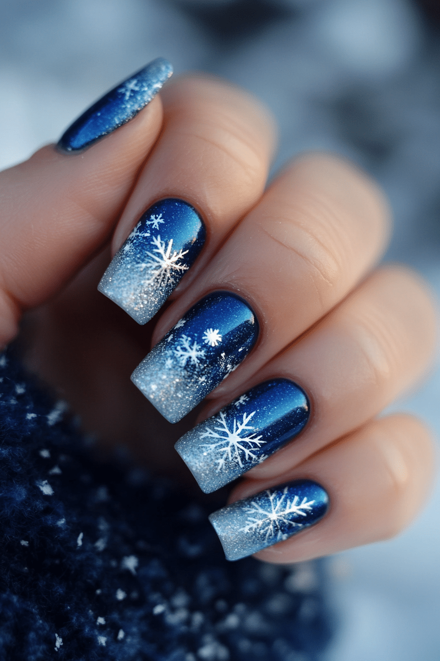 7. Metallic Blue Frost (Winter Birthday Nail Design Ideas) - Winter Birthday Nail Design Ideas