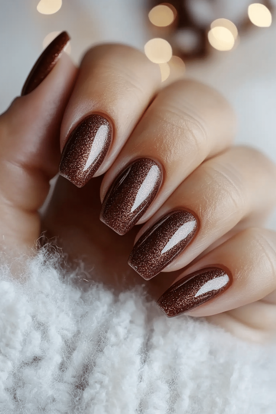8. Cinnamon Cocoa Shine (Winter Birthday Nail Design Ideas) - Winter Birthday Nail Design Ideas