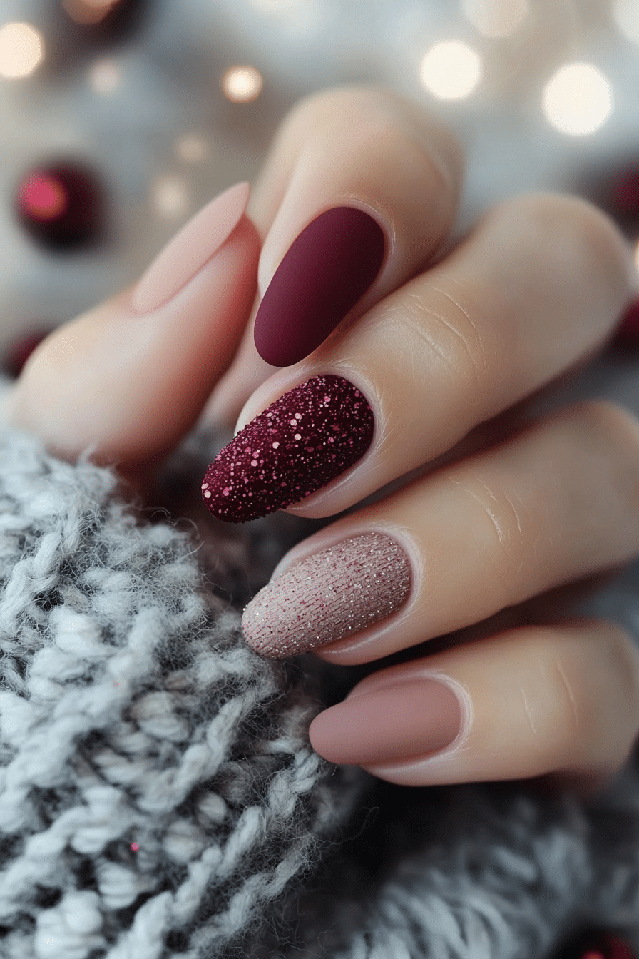 16. Woolen Berry Mix (Winter Birthday Nail Design Ideas) - Winter Birthday Nail Design Ideas