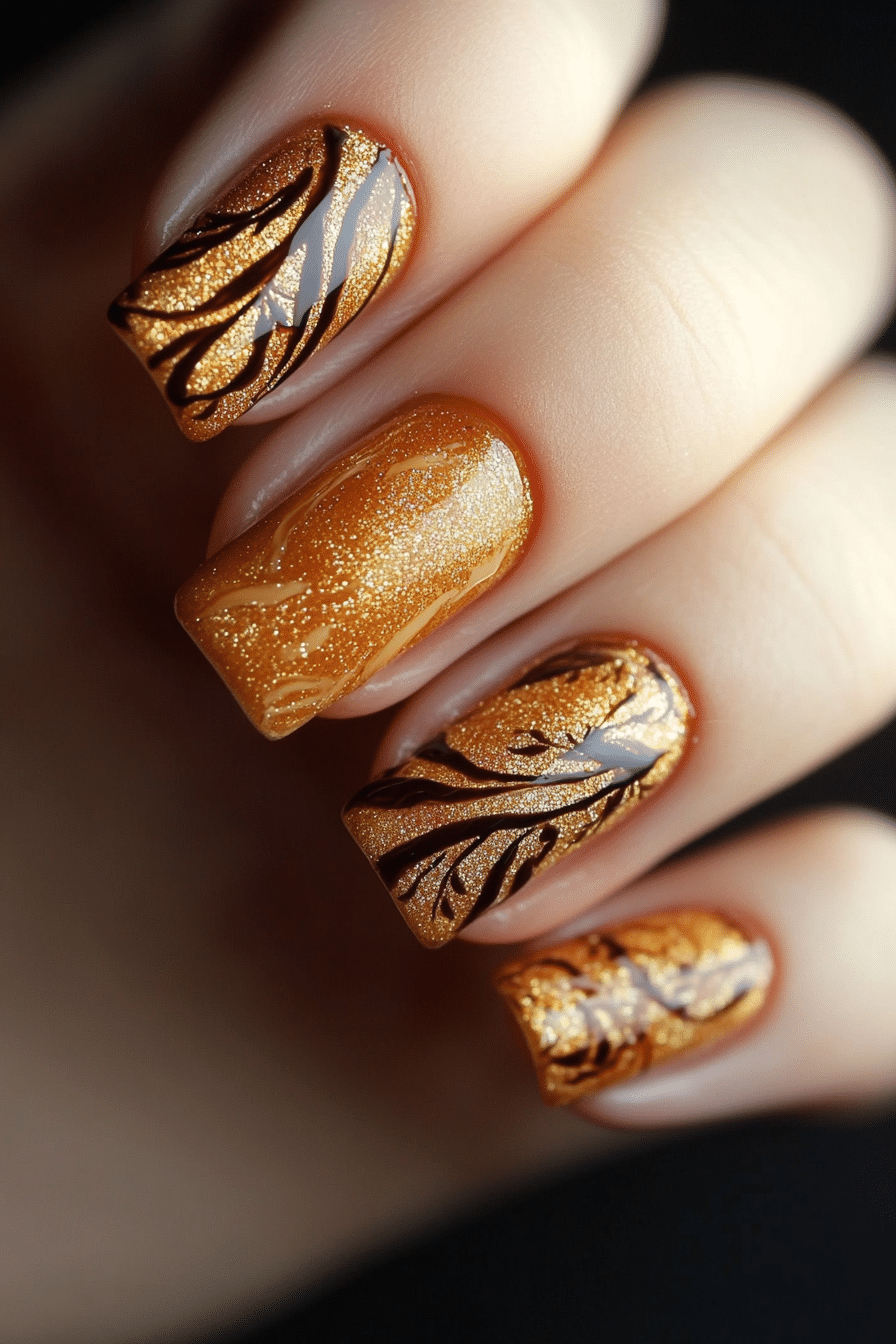 26. Caramel Drizzle Glow (Winter Birthday Nail Design Ideas) - Winter Birthday Nail Design Ideas