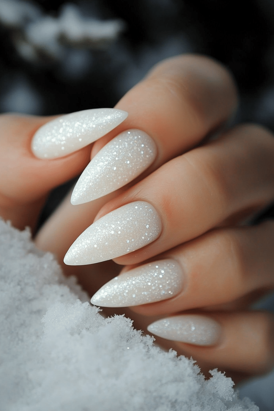 1. Icy Pearl Sheen (White Winter Nail Design Ideas) - White Winter Nail Design Ideas