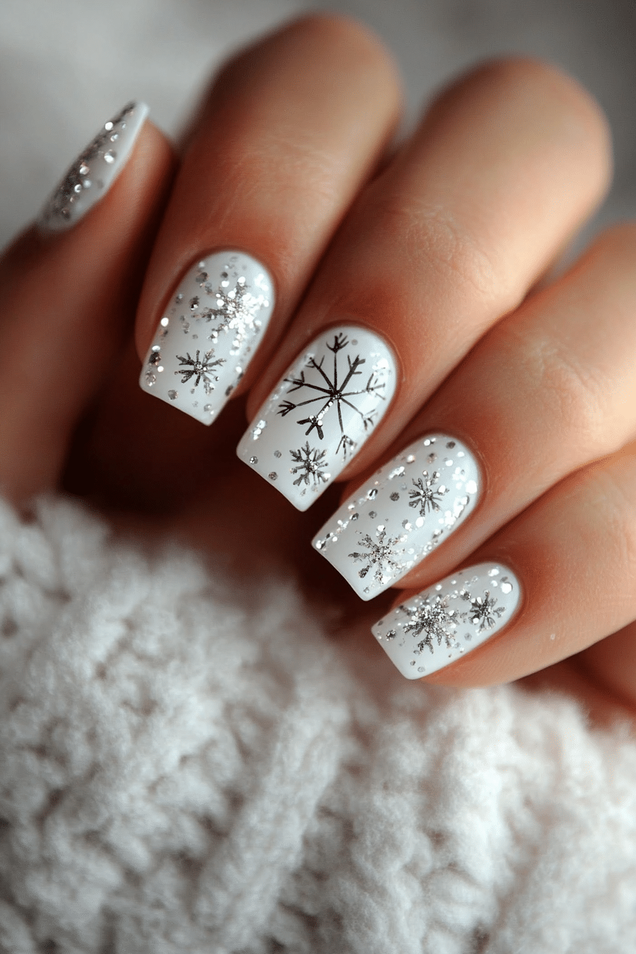 3. Crystal Snowfall (White Winter Nail Design Ideas) - White Winter Nail Design Ideas