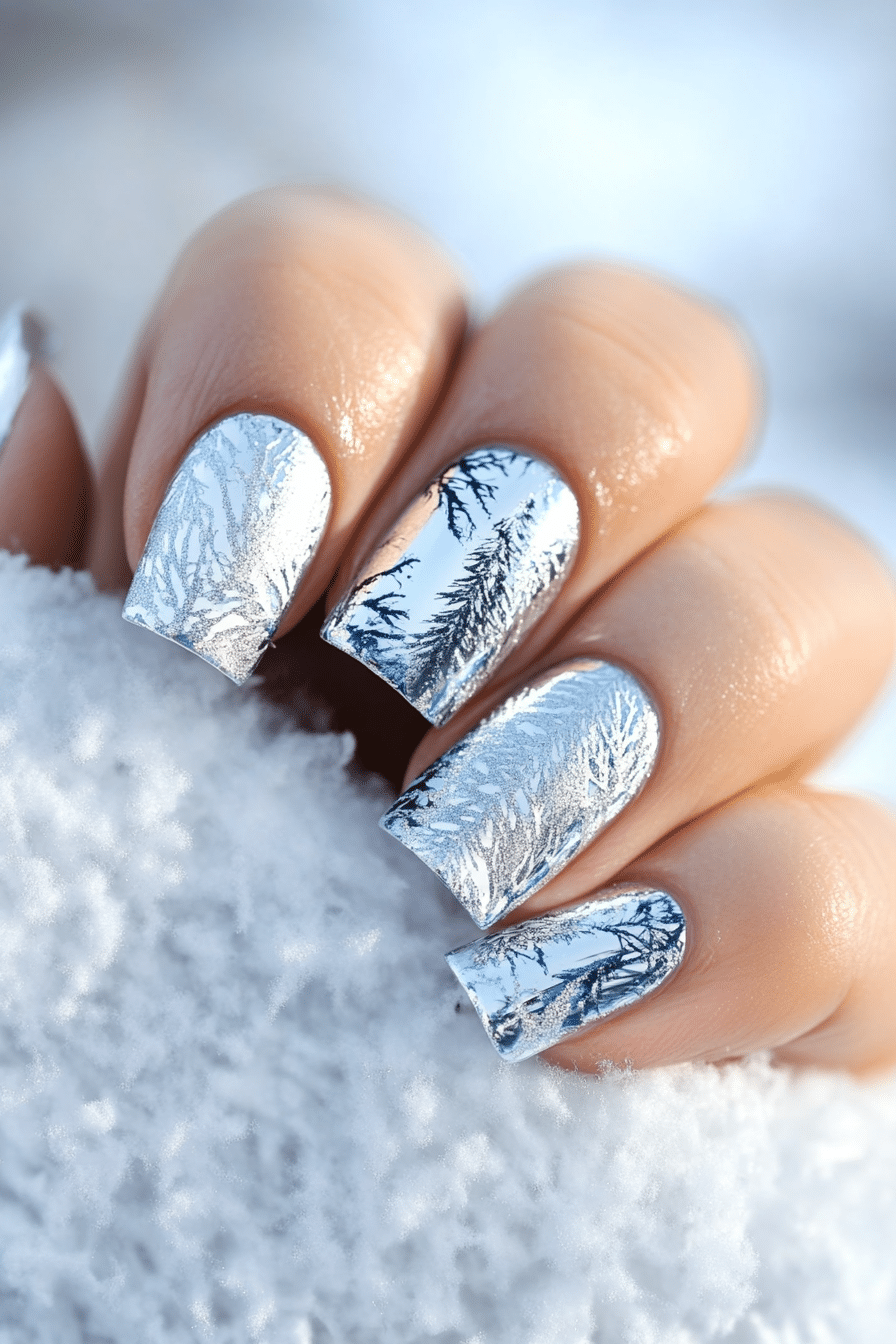 6. Arctic Ice Foil (White Winter Nail Design Ideas) - White Winter Nail Design Ideas