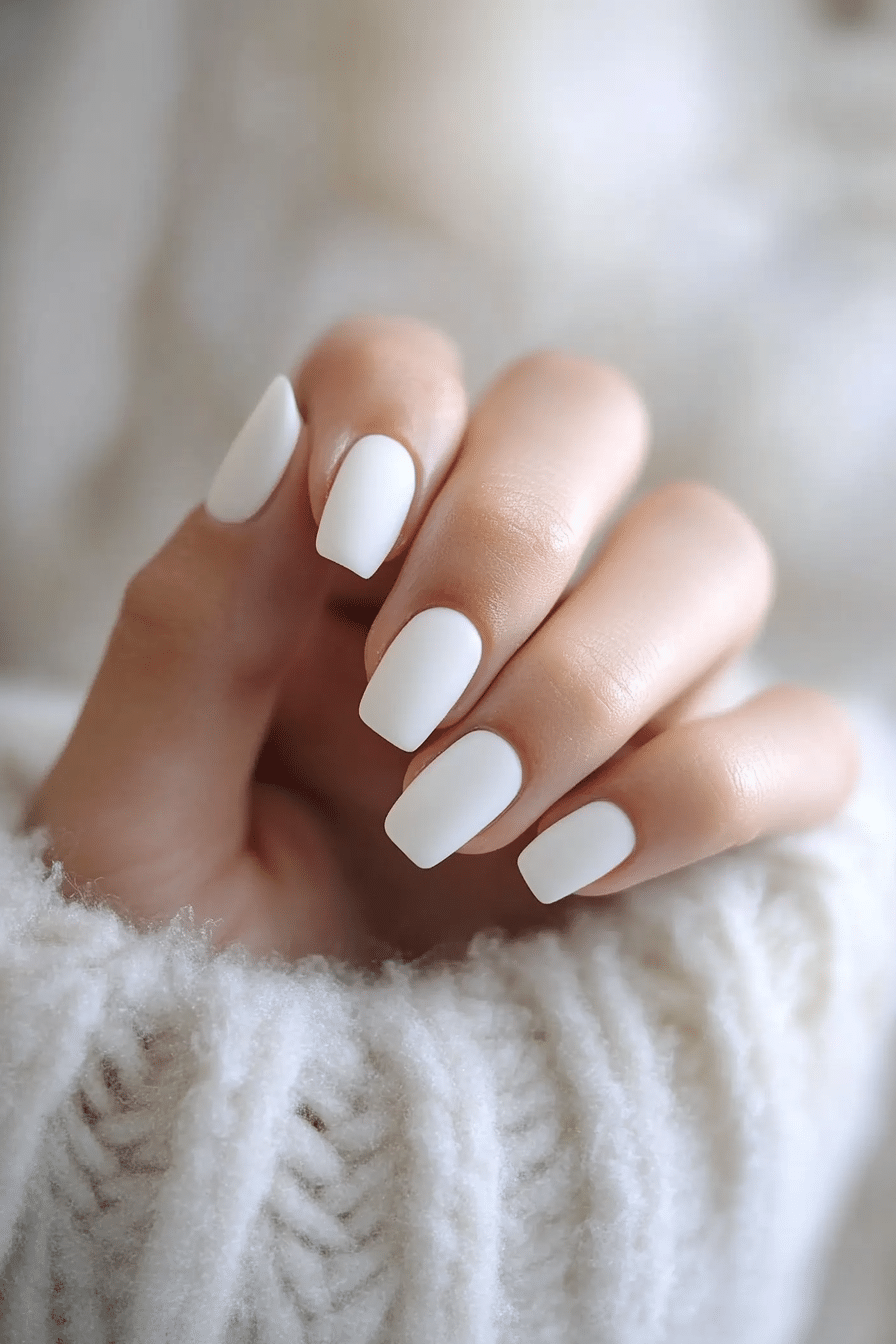 7. Matte Alpine Glow (White Winter Nail Design Ideas) - White Winter Nail Design Ideas