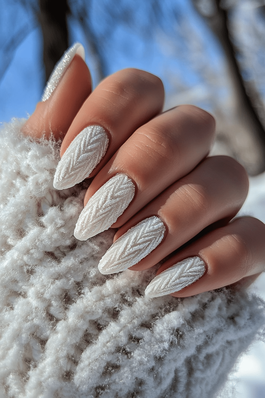 8. Frozen Tundra Texture (White Winter Nail Design Ideas) - White Winter Nail Design Ideas