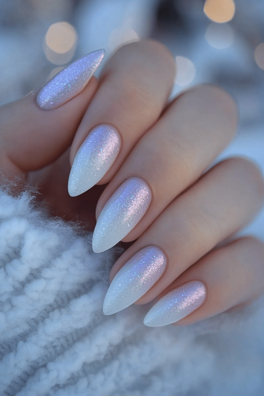 16. Winter Aurora Fade (White Winter Nail Design Ideas) - White Winter Nail Design Ideas