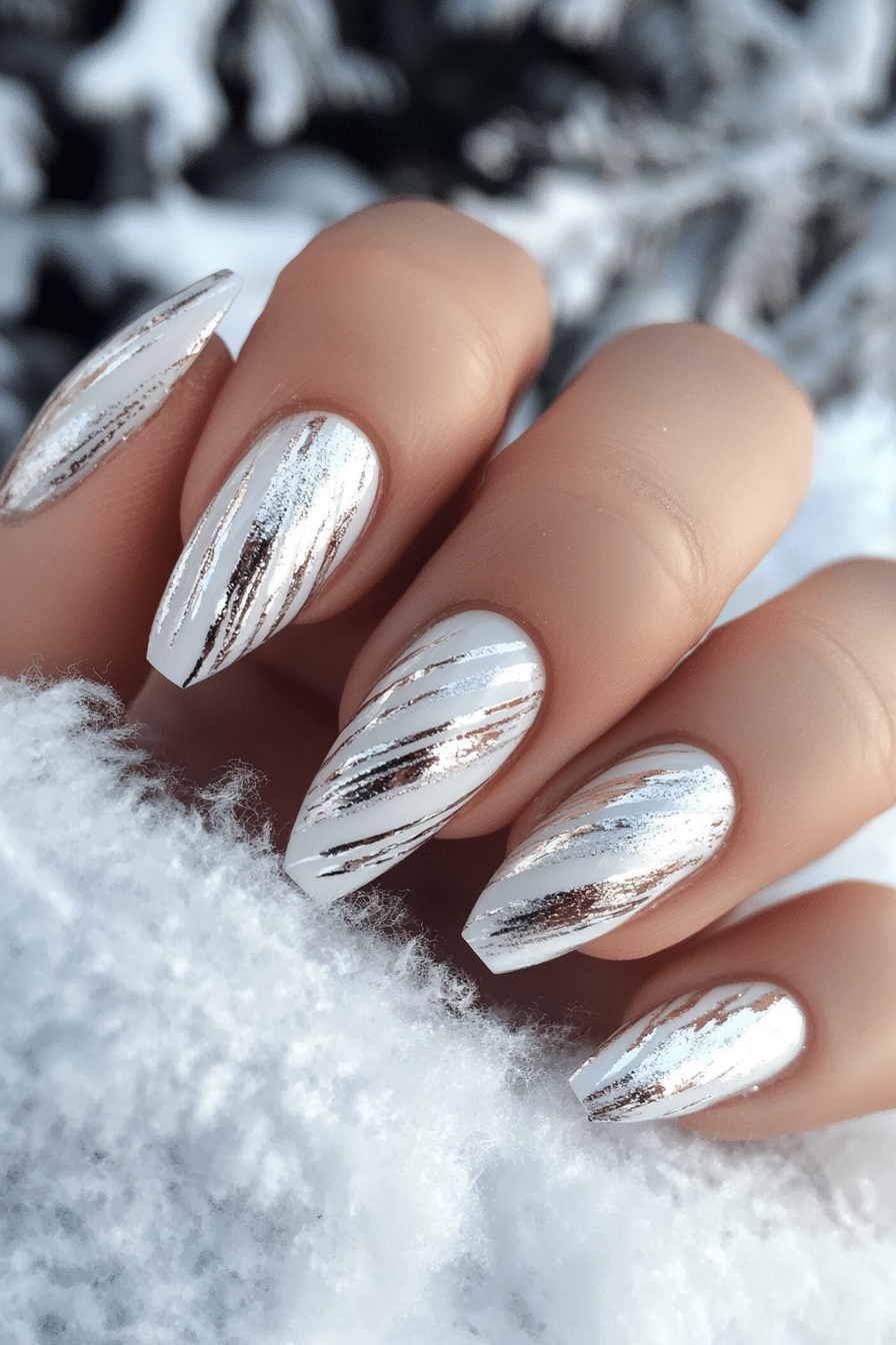 18. Chilled Chrome Wash (White Winter Nail Design Ideas) - White Winter Nail Design Ideas