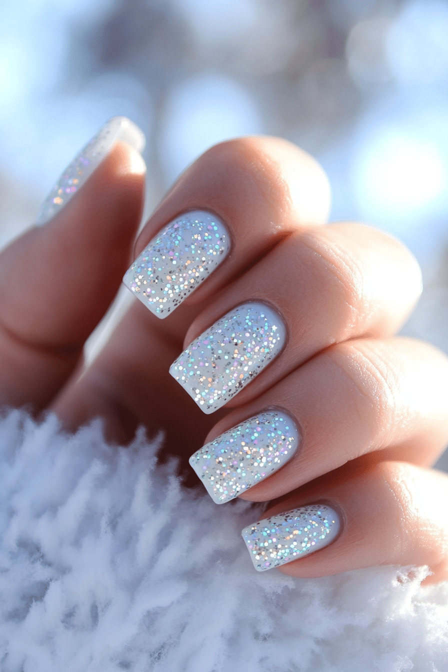 23. Sparkling Igloo Shine (White Winter Nail Design Ideas) - White Winter Nail Design Ideas