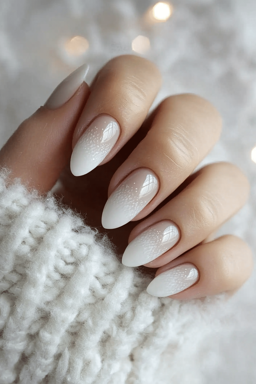 25. Misty Snowcaps (White Winter Nail Design Ideas) - White Winter Nail Design Ideas