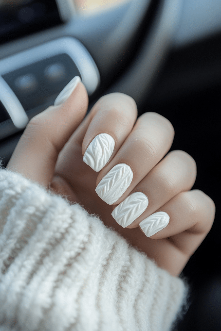 26. Whipped Cream Frost (White Winter Nail Design Ideas) - White Winter Nail Design Ideas