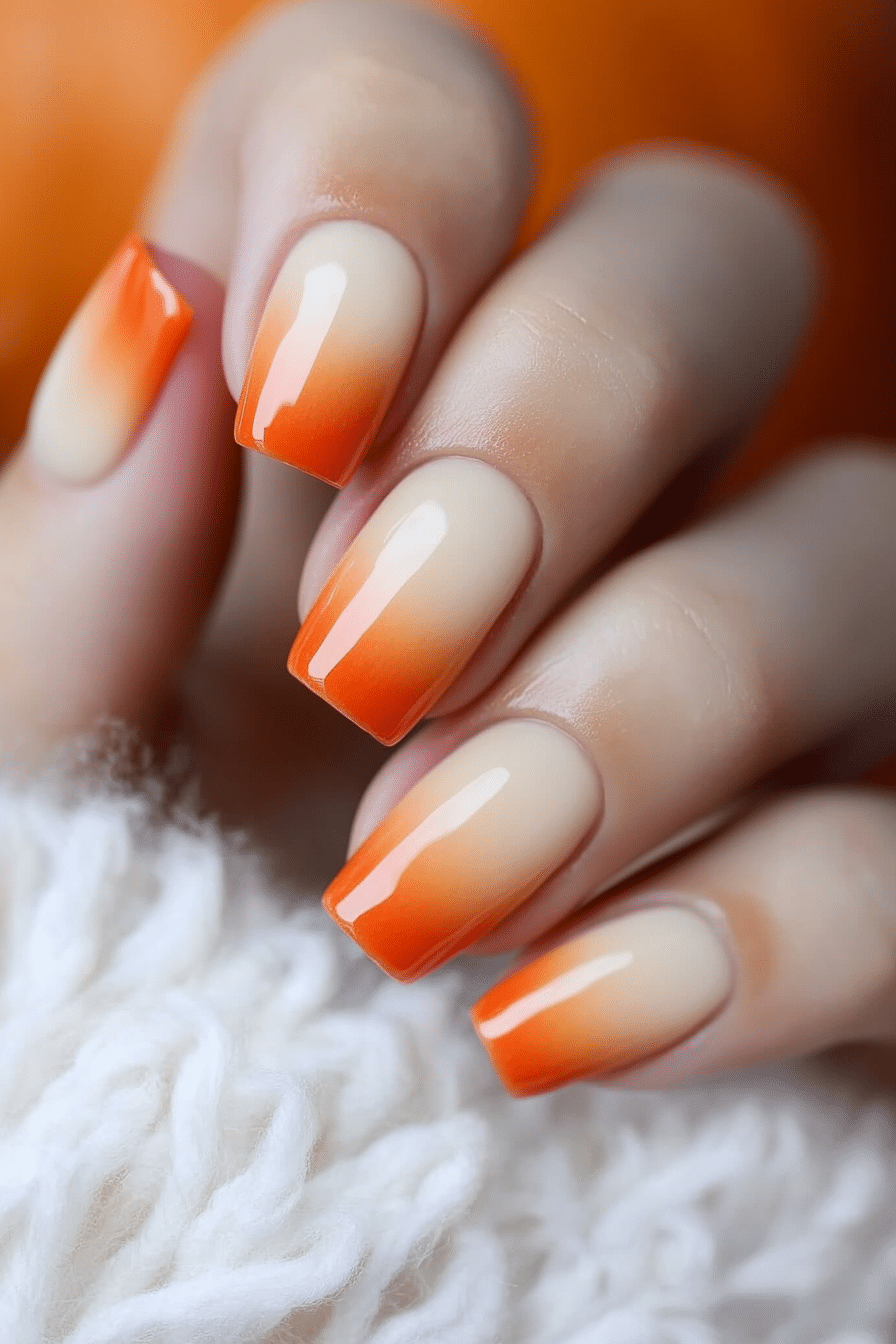 4. Pumpkin Spice Fade (Orange Color Nail Design Ideas) - Orange Color Nail Design Ideas