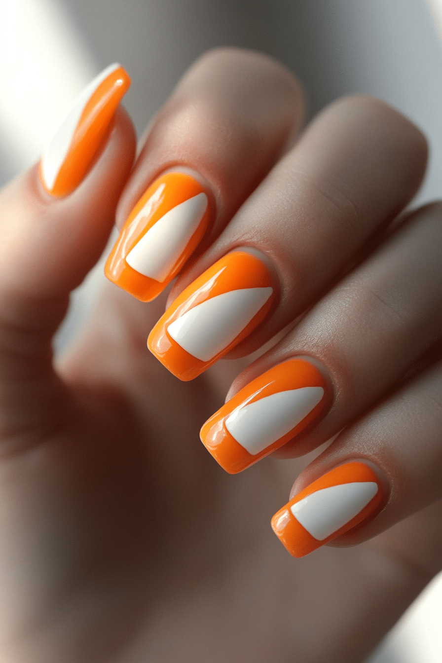 10. Bold Cantaloupe Blocks (Orange Color Nail Design Ideas) - Orange Color Nail Design Ideas