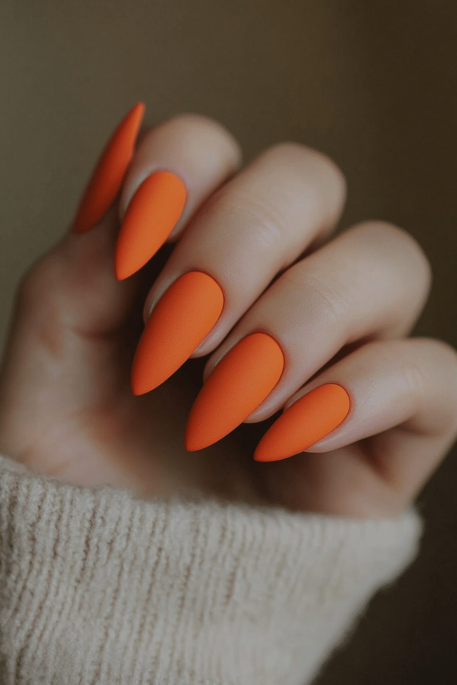 11. Terracotta Texture Finish (Orange Color Nail Design Ideas) - Orange Color Nail Design Ideas