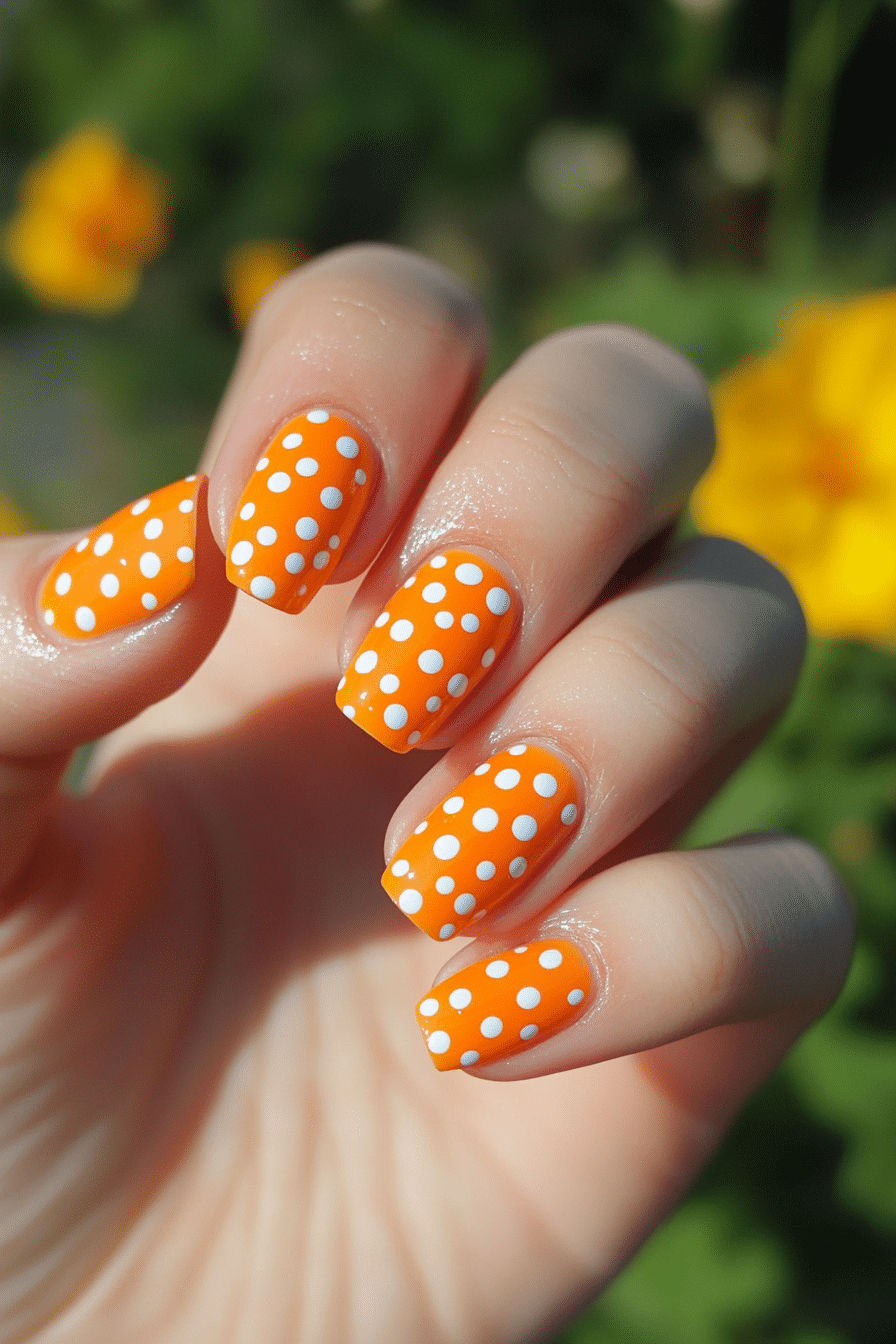 16. Tangelo Dot Matrix (Orange Color Nail Design Ideas) - Orange Color Nail Design Ideas