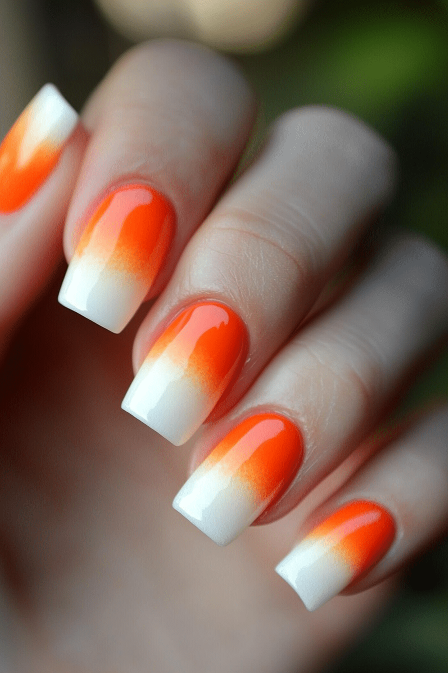 17. Clementine Cloud Fade (Orange Color Nail Design Ideas) - Orange Color Nail Design Ideas