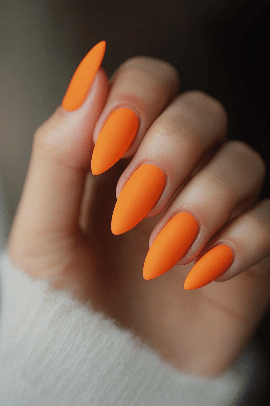 19. Spiced Orange Velvet (Orange Color Nail Design Ideas) - Orange Color Nail Design Ideas