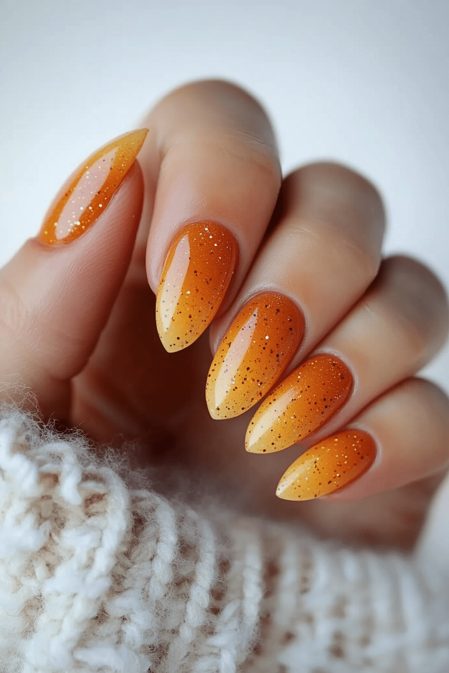21. Cinnamon Citrus Wash (Orange Color Nail Design Ideas) - Orange Color Nail Design Ideas