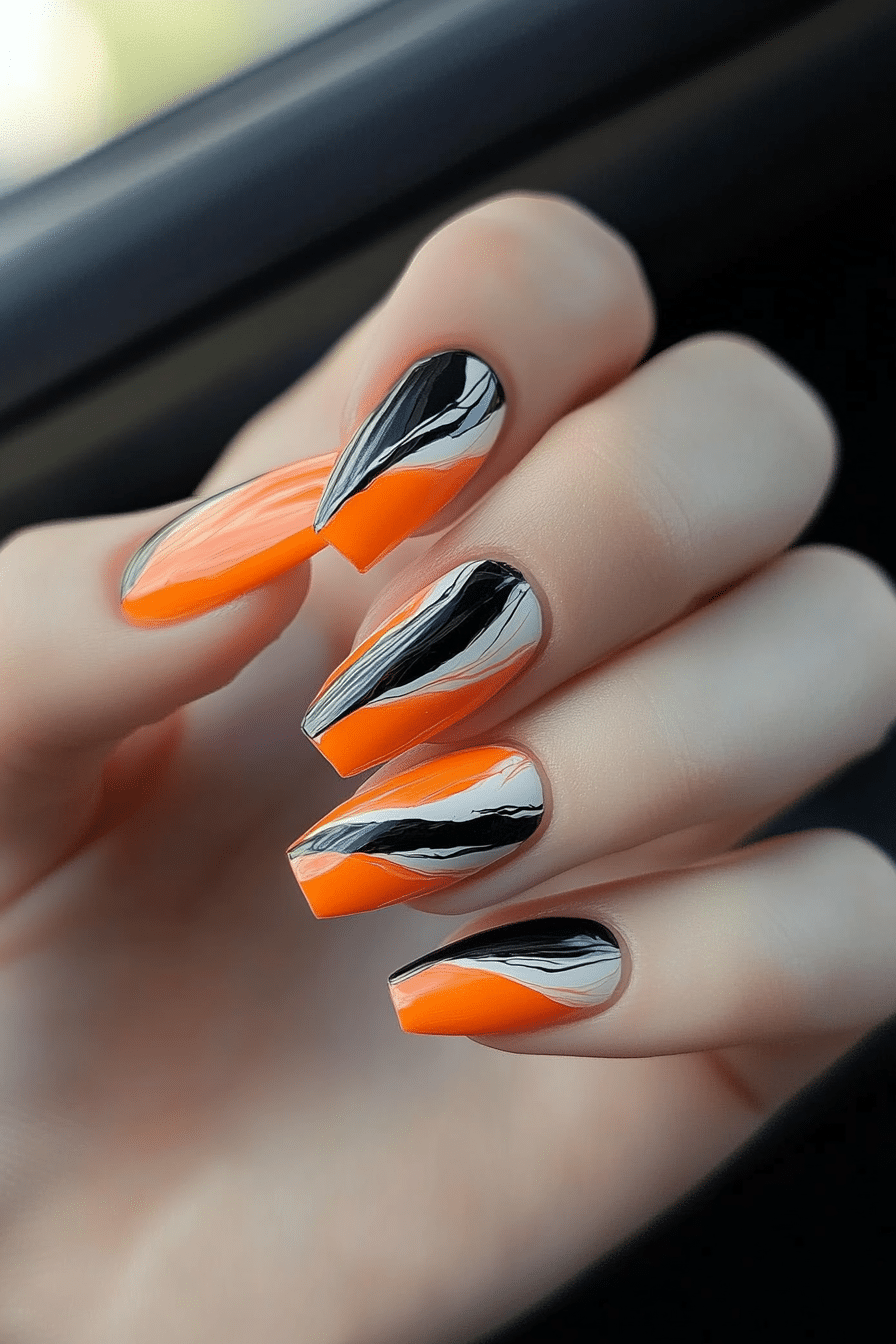 23. Paprika Brushstroke Art (Orange Color Nail Design Ideas) - Orange Color Nail Design Ideas