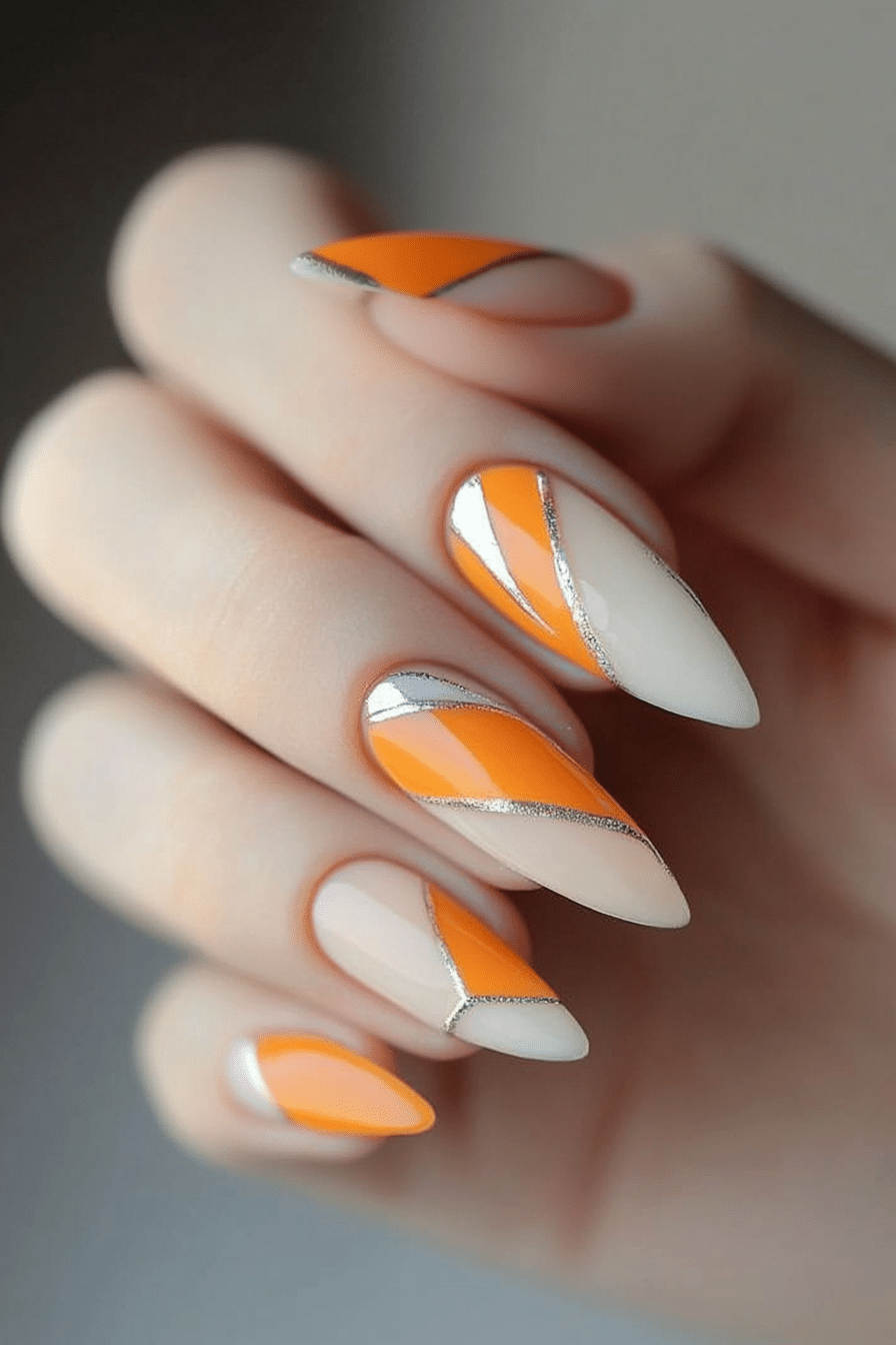 26. Citrus Fusion Mosaic (Orange Color Nail Design Ideas) - Orange Color Nail Design Ideas