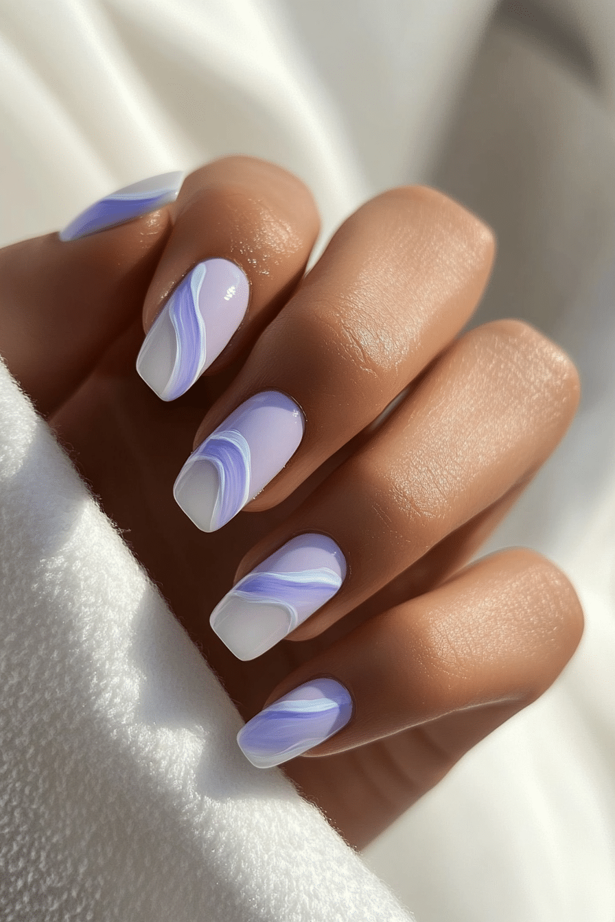 1. Pastel Waves (Short Spring Break Nail Design Ideas) - Short Spring Break Nail Design Ideas