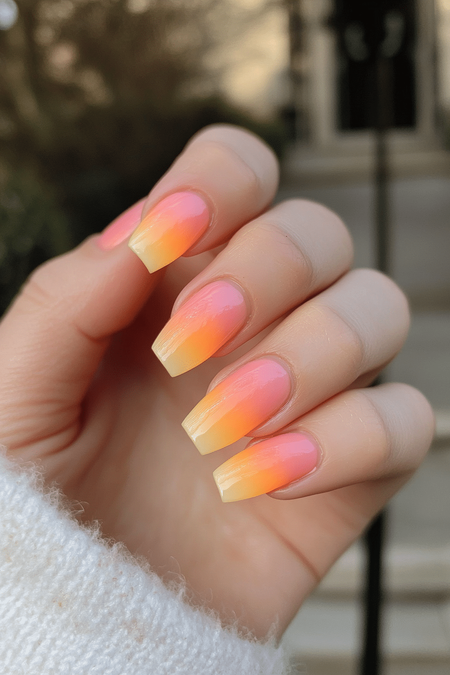 2. Sunset Fade (Short Spring Break Nail Design Ideas) - Short Spring Break Nail Design Ideas