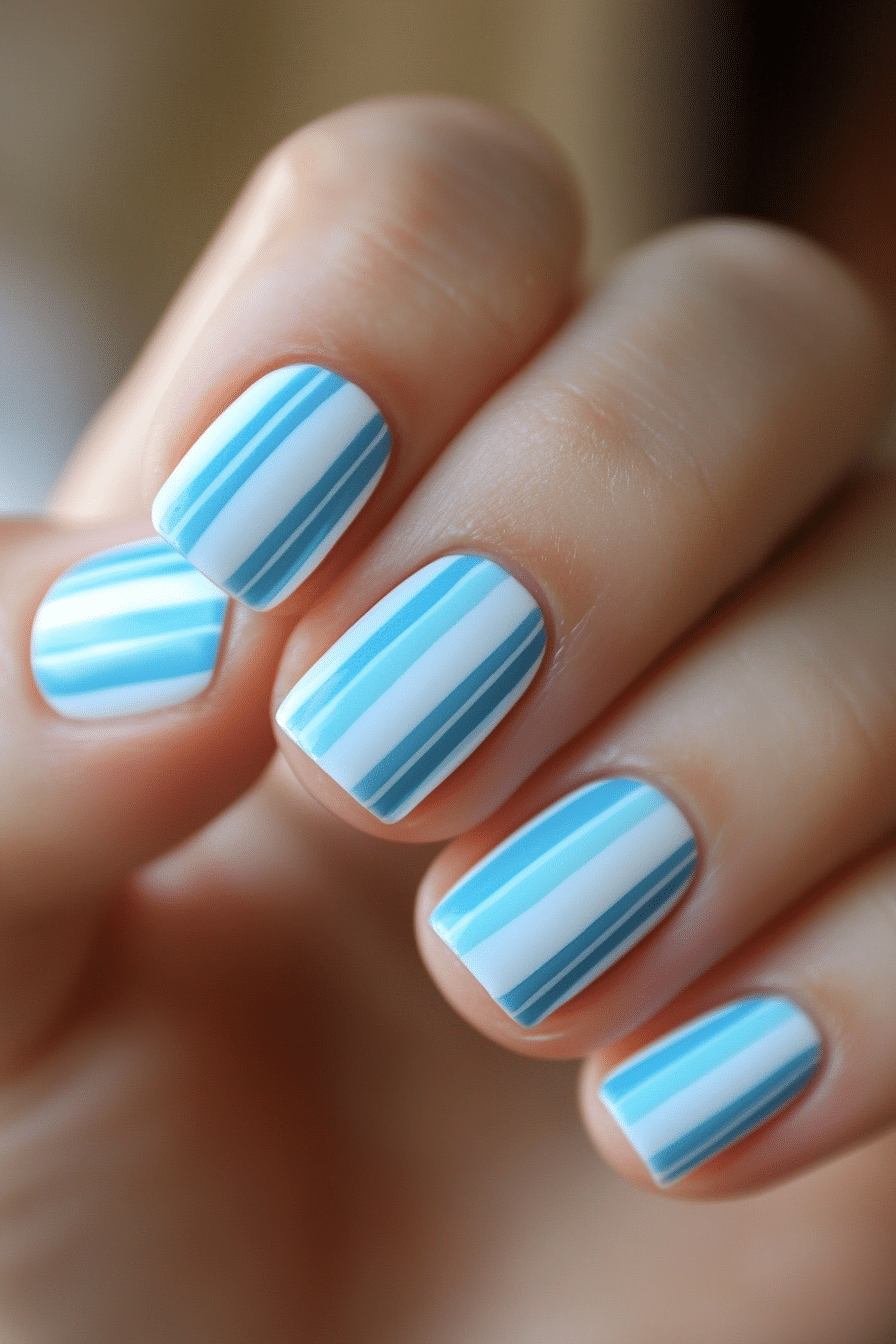 7. Skyline Stripe (Short Spring Break Nail Design Ideas) - Short Spring Break Nail Design Ideas