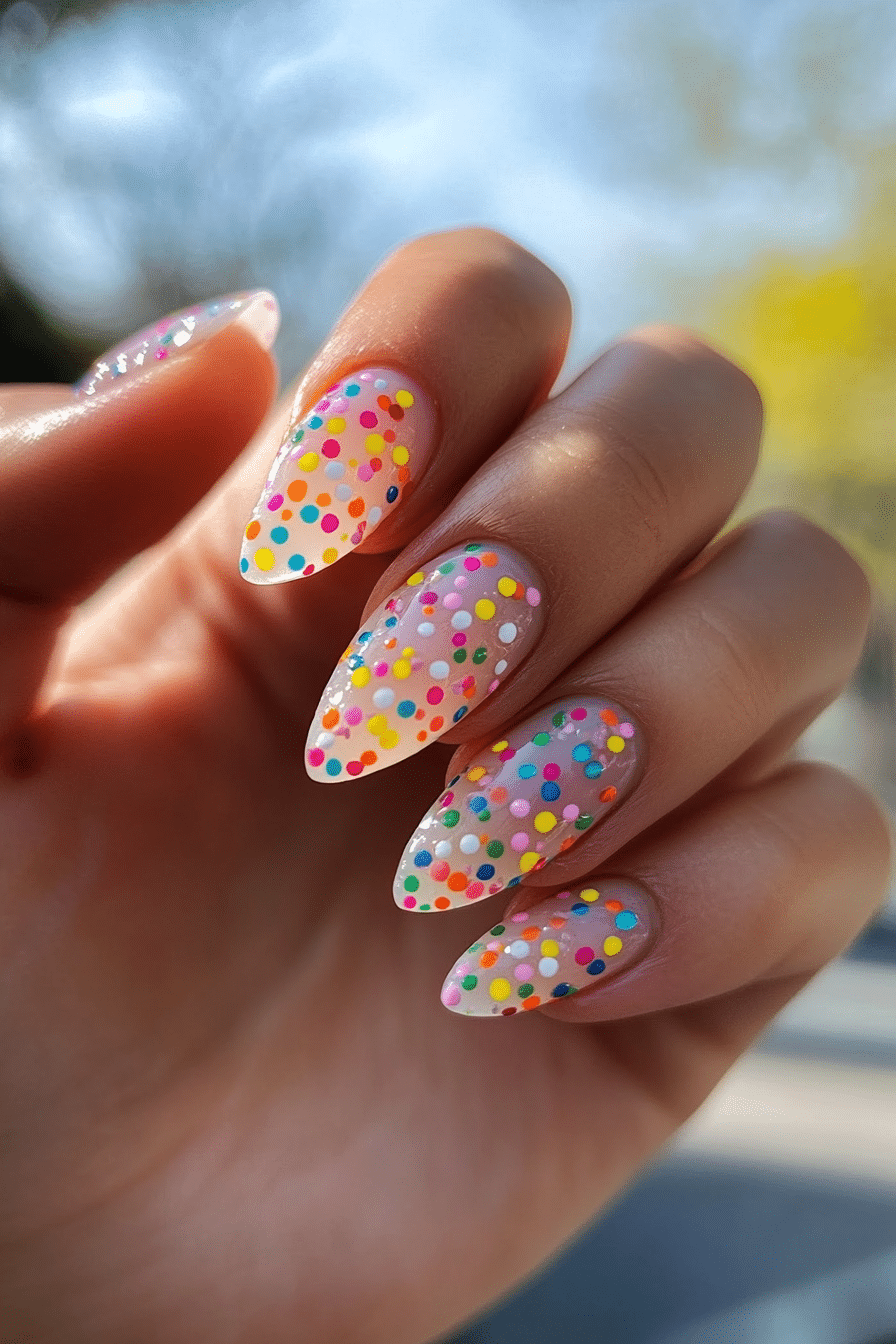 14. Confetti Party (Short Spring Break Nail Design Ideas) - Short Spring Break Nail Design Ideas