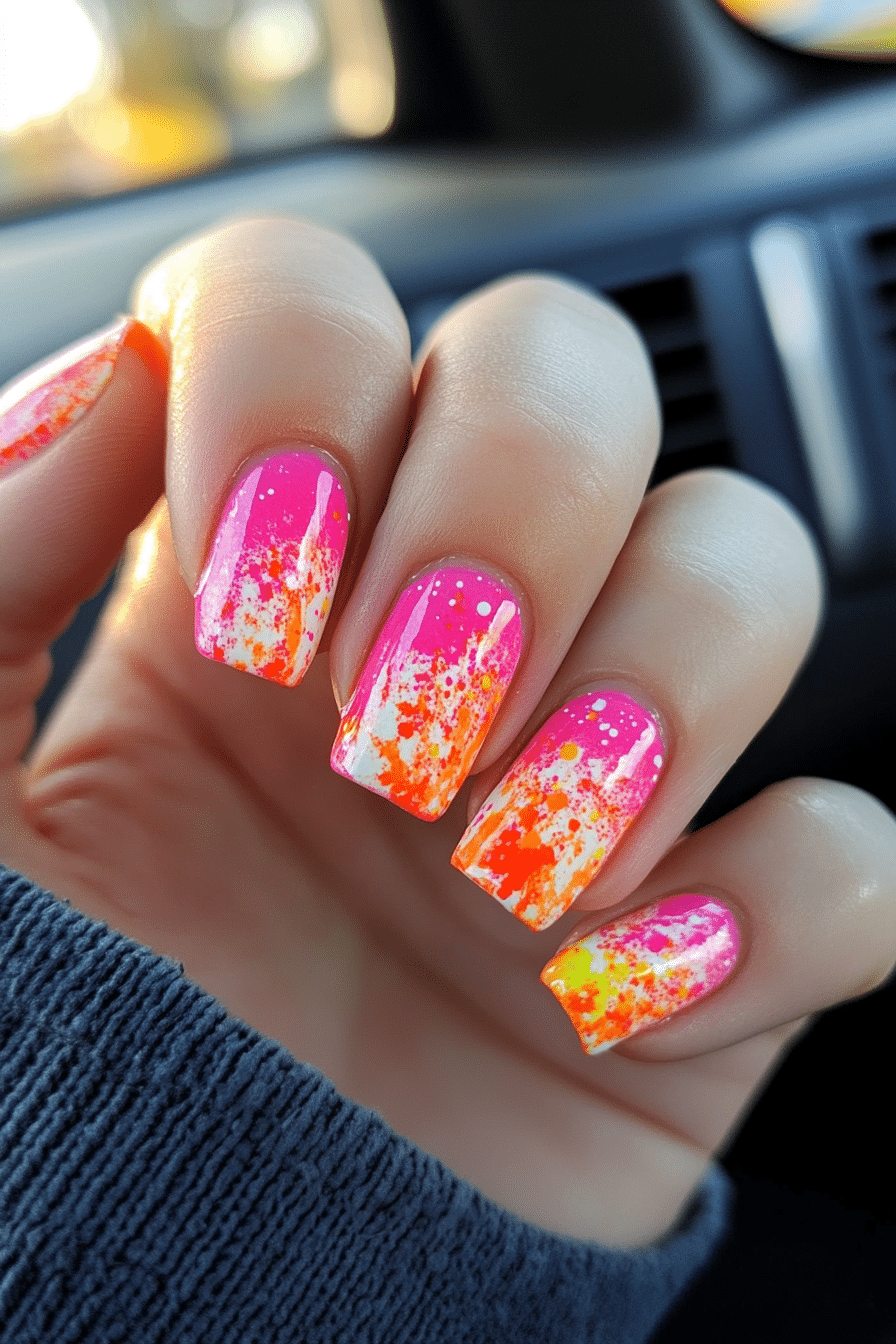 21. Grapefruit Punch (Short Spring Break Nail Design Ideas) - Short Spring Break Nail Design Ideas