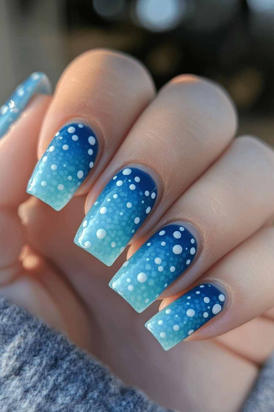 23. Ocean Dot Gradient (Short Spring Break Nail Design Ideas) - Short Spring Break Nail Design Ideas