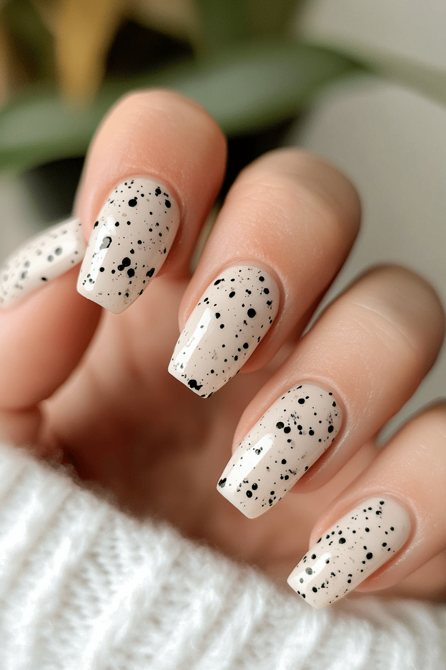 24. Speckled Eggshell (Short Spring Break Nail Design Ideas) - Short Spring Break Nail Design Ideas