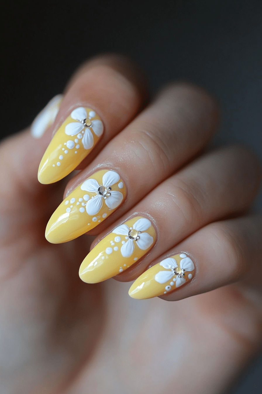 1. Buttercream Blooms (Yellow Nail Design Ideas) - Yellow Nail Design Ideas